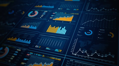 Analytics dashboard showing traffic charts, conversion funnels and engagement metrics